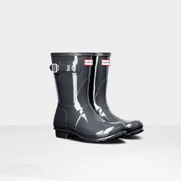NEW Hunter Original Short Gloss Rain Boots Grey 11 - Picture 2 of 6